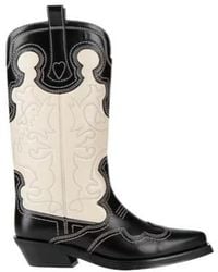 Ganni - Two-Tone Cowboy Boots - Lyst