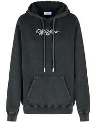 Off-White c/o Virgil Abloh - Logo Embroidered Drawstring Hoodie - Lyst