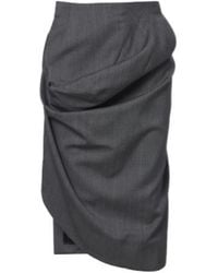 Victoria Beckham - Draped Asymmetric Virgin Wool Midi Skirt - Lyst