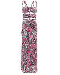 Area - Printed Cut-Out Silk Midi Dress - Lyst