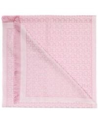 Ferragamo - Gancini Patterned Fringed Edge Scarf - Lyst