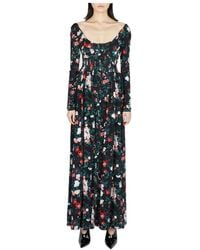 Rabanne - Rose-Print Ruched Maxi Dress - Lyst