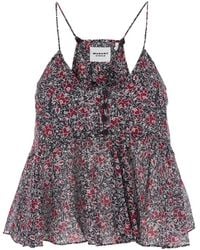 Isabel Marant - 'Lirhetta' Sleeveless Top With Spaghetti Straps And All-Over Floral Motif - Lyst