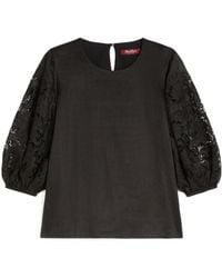 Max Mara - Ramie And Anglaise Embroidery T-Shirt - Lyst