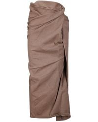 DIESEL - Denim Draped Midi Skirt - Lyst
