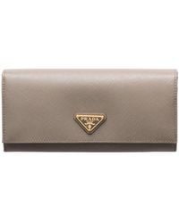 Prada - Triangle-Logo Leather Wallet - Lyst