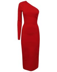 Victoria Beckham - Ribbed-Detail One-Shoulder Dress - Lyst