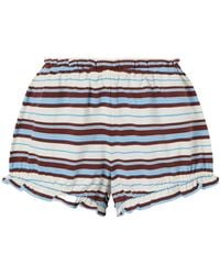 Posse - Nadine Striped Ruffled Cotton-Jersey Shorts - Lyst