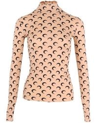 Marine Serre - Moon Printed High-Neck T-Shirt - Lyst