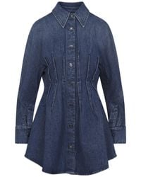 Givenchy - Collared Long-Sleeve Mini Denim Dress - Lyst