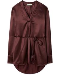 Tory Burch - V-Neck Satin Top - Lyst