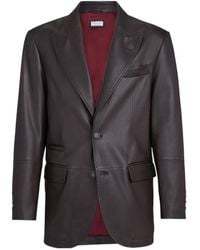 Brunello Cucinelli - Peak-Lapels Leather Blazer - Lyst