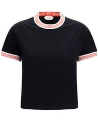 Versace - Greca Motif Short-Sleeved Cropped T-Shirt - Lyst