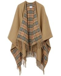 Burberry - Checked Fringed-Edge Reversible Cape - Lyst