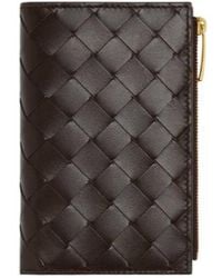 Bottega Veneta - Medium Intrecciato Bi-Fold Zip Wallet - Lyst