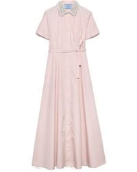 Prada - Embroidered Poplin Shirt Dress - Lyst