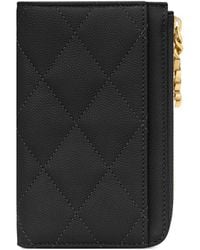 Saint Laurent - Quilted Leather Card Holder - Lyst