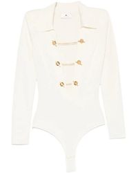 Elisabetta Franchi - Toggle-Chain Ribbed-Knit Bodysuit - Lyst