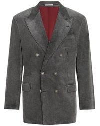 Brunello Cucinelli - Frosted Cotton Corduroy One-And-A-Half Breasted Tailor Blazer With Metal Buttons - Lyst