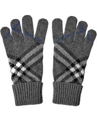 Burberry - Knit Gloves With Argyle Pattern - Lyst