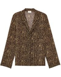 Saint Laurent - Leopard Printed Pajama Blouse - Lyst