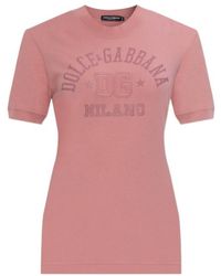 Dolce & Gabbana - Dg Logo Embroidered Crewneck T-Shirt - Lyst