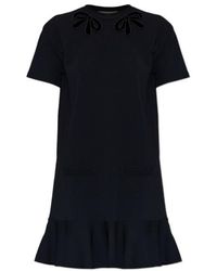 Valentino - Bow Detailed Crewneck Mini Dress - Lyst