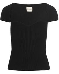 KHAITE - Ista Cap-Sleeved Knitted Top - Lyst
