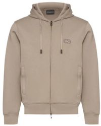Emporio Armani - Logo-Embroidered Zip-Up Hoodie - Lyst