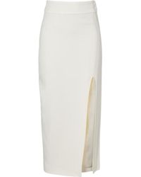 Victoria Beckham - Twill Midi Skirt - Lyst