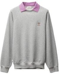 Versace - Logo-Embroidered Polo Sweatshirt - Lyst