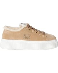 Miu Miu - Logo-Detailed Lace-Up Sneakers - Lyst