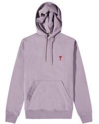 Ami Paris - Embroidered-Logo Organic-Cotton Hoodie - Lyst
