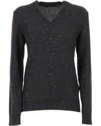 Fabiana Filippi - Embellished V-Neck Long Sleeved Jumper - Lyst