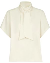 Brunello Cucinelli - Silk Satin High-Neck T-Shirt With Monili - Lyst
