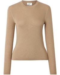 Saint Laurent - Crew Neck Ribbed Knit Sweater - Lyst