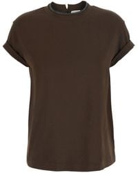 Brunello Cucinelli - Chain-Trim Crewneck T-Shirt - Lyst