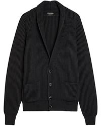 Tom Ford - Shawl-Lapel Ribbed Wool And Silk-Blend Cardigan - Lyst