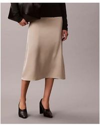 Calvin Klein - Satin Midi Skirt - Lyst