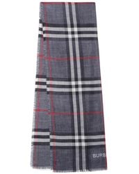 Burberry - Check Wool-Silk Reversible Scarf - Lyst