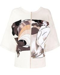 Fendi - Logo Embroidered Round-Collar T-Shirt - Lyst