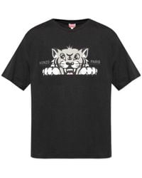 KENZO - Happy Tiger Printed Crewneck T-Shirt - Lyst