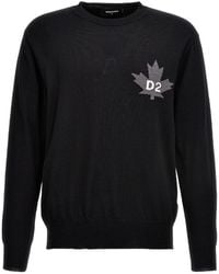 DSquared² - Logo-Intarsia Crewneck Jumper - Lyst