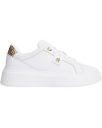 Tommy Hilfiger - Snake Print Heel Leather Platform Trainers - Lyst