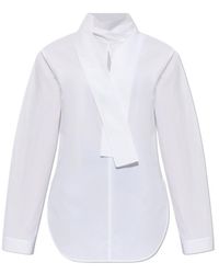 Alaïa - Tie Detailed Long-Sleeved Shirt - Lyst