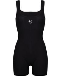 Marine Serre - Combinaison En Coton Noir - Lyst