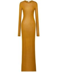 Saint Laurent - Semi-Sheer Long-Sleeve Maxi Dress - Lyst