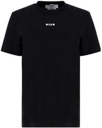 MSGM - Logo Printed Crewneck T-Shirt - Lyst
