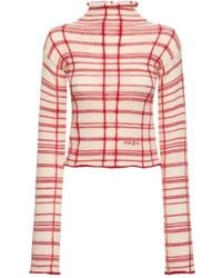 Marni - Checked Wool Blend Turtleneck Sweater - Lyst