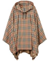Burberry - Check Hooded Poncho - Lyst